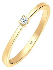 Elli Anillos Diamante de Compromiso de las Damas (0,03 Ct) en Plata Esterlina 925 Bañada en Oro