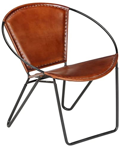 vidaXL Relaxstuhl Echtleder Vintage Braun Sessel Leder Stuhl Wohnzimmerstuhl