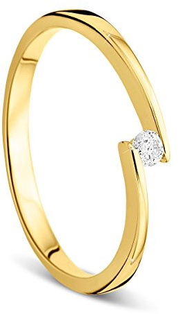 Orovi Anillo para mujer Anillo de compromiso Oro Anillo solitario Anillo de diamante 9 Quilates (375) Brillantes 0,05ct Anillo de Oro Amarillo con Diamantes Anillo Hecho a mano en Italia, Oro