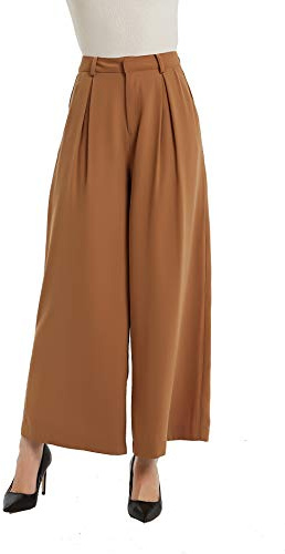 Tronjori Pantaloni da Donna A Vita Alta Casual Pantaloni con Tasche Gamba Larga Pantaloni Lunghi per Ufficio Pantaloni Casual | Pantaloni da ufficio, pantaloni eleganti, con tasche anteriori, cintura elastica posteriore, pantaloni larghi, diversi colori