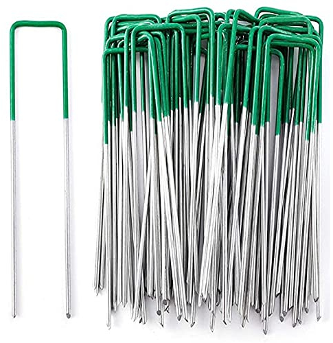 REOVE Green Artificial Grass Lawn U Shaped Turf Pins Artifical Grass Anchoring Staples - Perfect for Securing Artificial Grass Weed Control Fabric, Ground Sheets And Frostproof Membrane (50 PACK)