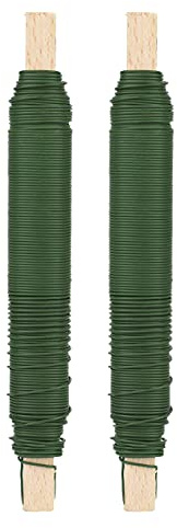 Inter Flowers GmbH Wickeldraht Sets -Bindedraht auf Holz gewickelt - Basteldraht Rostfrei Größen/Material Pflanzendraht Blumenwickeldraht Floristik Blumendraht (2, Grün Lackiert 0,50 mm /65m)