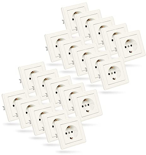 greate 20x Steckdosen Set komplett für Unterputz - 250V AC 16A IP20 | Steckdose weiß inkl. Rahmen, Unterputz Einsatz & Abdeckung - Steckdosenset - Unterputzsteckdose