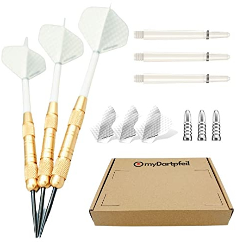 Dartpfeile mit Metallspitze für Dartscheibe | Profi Steel-Darts 22g mit Stahl Spitze | Dart-Set mit Schäften und Darts Flights | Steel Dartpfeile und Darts Zubehör