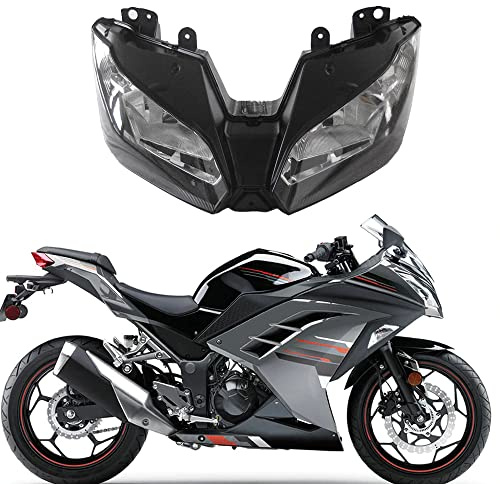 STLPRO Motorcycle Headlight Light Head Lamp Assembly Fit For Kawasaki EX300R Ninja 300 2013 2014 2015 2016 2017 Ninja 300 13 14 15 16 17 Motorbike Fairing Headlight Front Head Lamp Clear