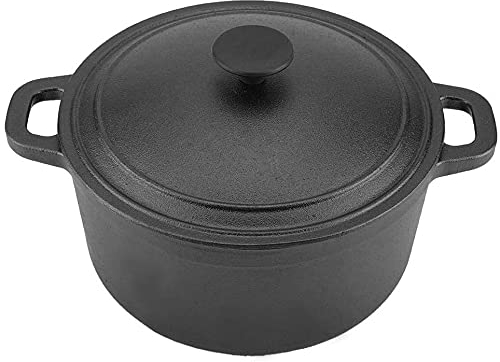 VIXPET Casserole Ronde en Fonte Portable De 20 Cm/7,87 Pouces, Four avec Poignées Doubles, Idéale pour Le Pique-Nique en Plein Air, Barbecue