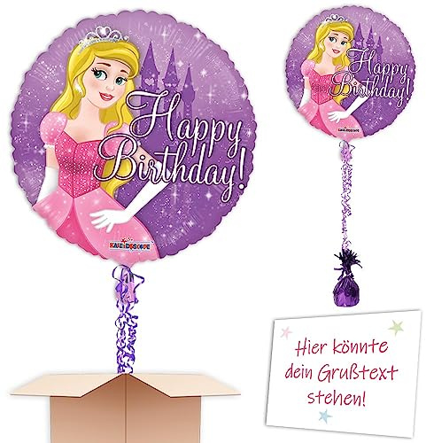 Prinzessin Heliumballon mit Heliumfüllung, Schmuckbänder, Ballongewicht, Karte u. Wunschtext als Kindergeburtstag Deko mit Wunschöffnungsdatum an Wunschadresse senden