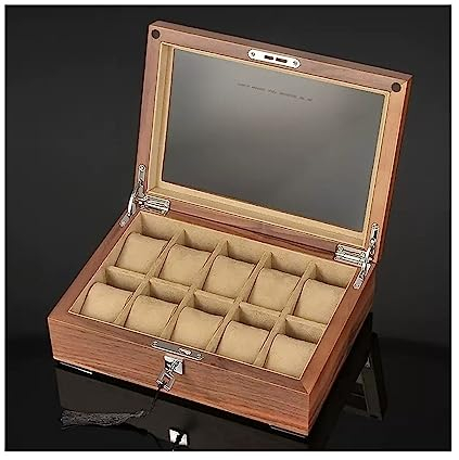 Uhren Aufbewahrungsbox Leichte Luxus-Uhren-Aufbewahrungsbox aus schwarzem Walnussholz, Holz-Uhren-Display, Aufbewahrungsbox, großes Fassungsvermögen, Uhren-Organizer mit Schloss Uhrenbox (Color : A)