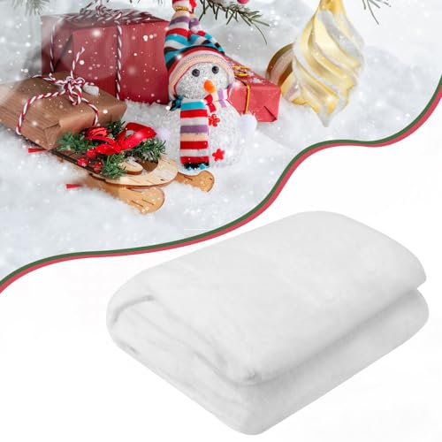 REFORUNG Weihnachten Schneedecken Set Künstliche Schneedecke Gefälschte Weiße Flauschige Kunstschnee-Decke Dicke Künstliche Schneematte für Weihnachten Dorf Hintergrund Dekorationen (240 x90CM)