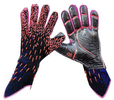 KOOMAL Football Goalkeeper Gloves, Latex Super Grip Full Finger Hand Protection for Training and Play, Size 6/7/8/9/10 (Size 6, Red)