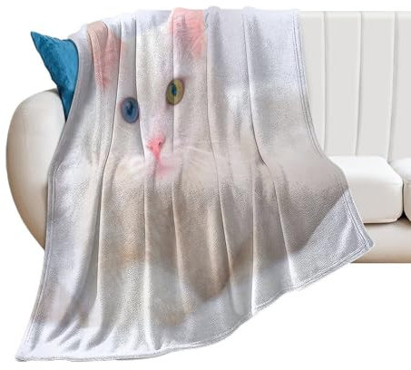 NIBABA Niedliches türkisches Kätzchen, elegante Katzendecke, Überwurf, weiche Fleecedecken für Männer, Frauen, Jungen, Mädchen, gemütlich, Plüsch, bequeme Mikrofaser-Überwurfdecke für Couch, Sofa,