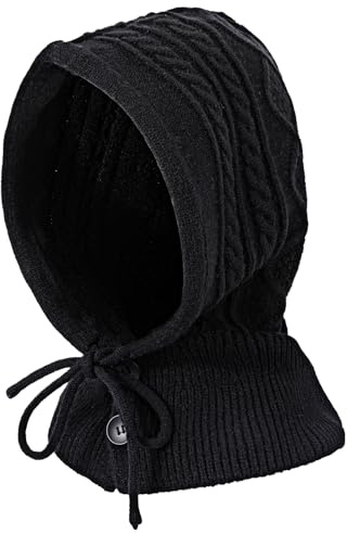 TAGVO Sturmhaube Stricken Gesichtsmaske, Balaclava Winter Nackenwärmer Winddicht, Mütze Schal 2 in 1, Winter Strickmütze Mütze Skimaske Winddichter Hut für Männer und Frauen