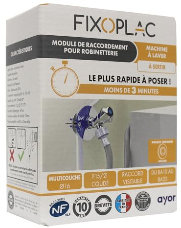 Somatherm - Sortie de cloison Multicouche - Sortie de cloison machine à laver FIXOPLAC - raccord coudé Multicouche à sertir Ø16 - Femelle 1/2 (15/21) -