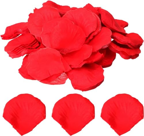 Acooruiteng 1000pcs Rose Petals Artificial Flower Petals Emulation Rose Petal Roses Flower Petals Fake Flowers Petals for Wedding Decoration, Confession Decoration, Party Decoration Red