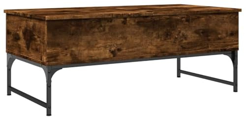 vidaXL Soffbord rökfärgad ek 100x50x40 cm konstruerat trä och metall, vardagsrumsbord, vardagsrumsmöbel, bord med förvaring, vardagsrumsmöbler