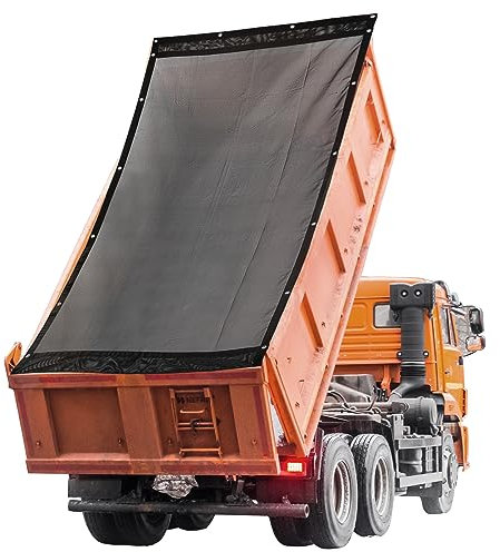 HOMBYS Black 7x22 ft Dump Trailer Truck Mesh Tarp with Grommets,Heavy Duty Mesh Tarp, Opening Shade Trailer Tarp for Truck Bed Cover