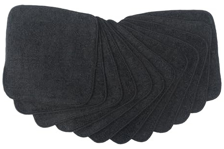 MuslinZ Frotteetücher aus Bambus-Baumwolle, 20 x 20 cm, Waschbar, wiederverwendbar, Baby-Feuchttücher (schwarz)