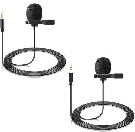 CaTeFo Confezione da 2 microfoni Lavalier da bavero per DJI Mic 2 e Rode Wireless GO2 PRO, microfono lav omnidirezionale TRS da 3,5 mm per lo streaming di interviste Vlog - LM2