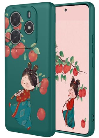 YUECXIN Cover Silicone Liquido per Xiaomi Redmi Note 14 5G, Custodia TPU Soft Ultra Sottile Carini e Moda Modelli Case, Fodera in Microfibra Antiurto Bumper Custodia. Mela