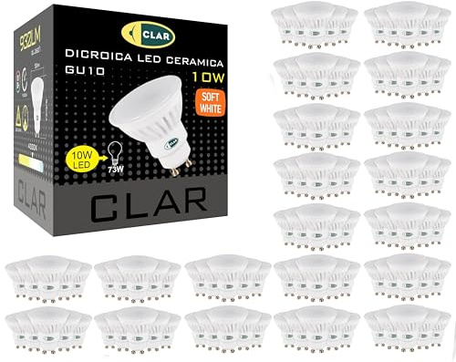 CLAR GU10 LED-lampa, 10 W keramik, GU10 LED-lampa, GU10 LED-spotlight, GU10 LED-lampa, GU10 LED-lampa, GU10 LED-spotlight, varmvit 3000ºK (förpackning 100)