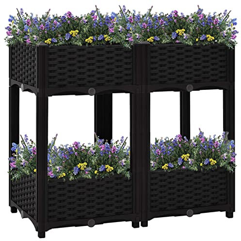 Xichuzi Hochbeet 80x40x71 cm Polypropylen, Palettenrahmen, Hochteich, Gemüsebeet, Kräuterregal Balkon, Blumenbeet, Kräuterspirale, Tomatenbeet, Pflanzhochbeet - 316535