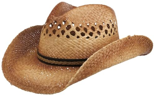 Conner Organic Raffia Westernhut Strohhut Raffiastrohhut Sonnenhut Cowboyhut Damen/Herren - Frühling-Sommer Sommer - S/M (54-57 cm) Natur