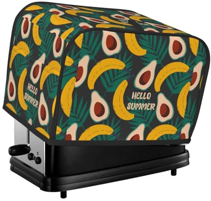 Copertura per tostapane a 2 fette, banana e avocado, con tasche, per piccoli elettrodomestici da cucina, protezione dalle impronte digitali, lavabile in lavatrice