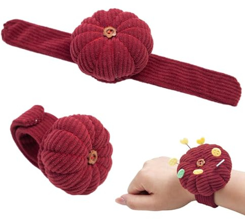 Murman Coussin À Épingles Poignet, Bracelet Épingle Porte Aiguilles Cou-ture Poignet en Forme Citrouill-e, Coussin À Aiguille Mignon Cou-ture, Élastique Coussin D'épingle Ceinture De Poignet