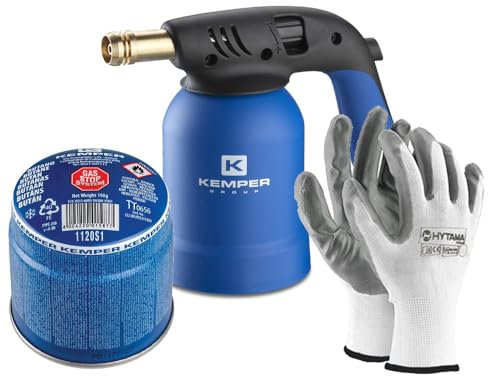 Lampada Per Saldare Cannello Accendi Fuoco Kemper + 1 Bombole Gas Butano Sicuro + 1 Guanti Omaggio