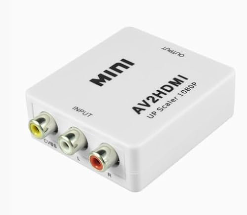 Adattatore RCA a HDMI, convertitore da AV a HDMI con supporto 1080P, RCA Composite CVBS con cavo di ricarica USB, compatibile con Wii, PS2, PS3, Xbox, N64, GameCube, VHS, VCR, DVD, TV, STB, fotocamera