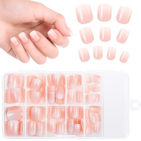 Kiiwah 120 Stück Press on Nails French für Frauen, Natürlicher Farbverlauf French Tips Fingernägel Zum Aufkleben Fake Nails für Frauen & Mädchen Nagelkunst
