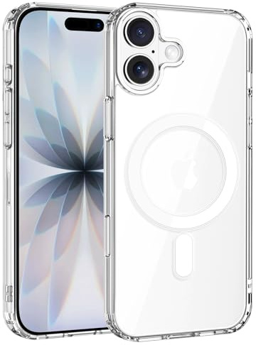 Exsight Magnetic Case for iPhone 17, Clear Phone Cases Compatible with MagSafe, Military Grade Airbag Drop Protection, Anti-Yellowing, Anti-Scratch, Shockproof Cell Phone Cover, Transparent