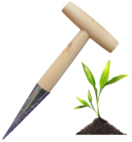 Duroecsain Tarière de plantation, planteur manuel en forme de T avec pointe pour trous, outil de précision pour jardin et serre avec tomates concombres carottes