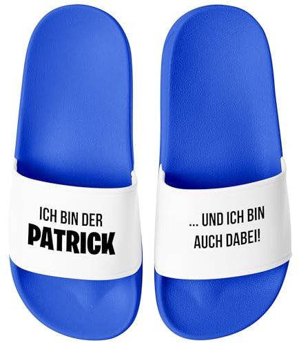 MoonWorks® Badeschlappen Badelatschen Herren personalisiert mit Namen Spruch lustig Ich bin auch dabei Badeschuhe Männer Pool -Party Gadget