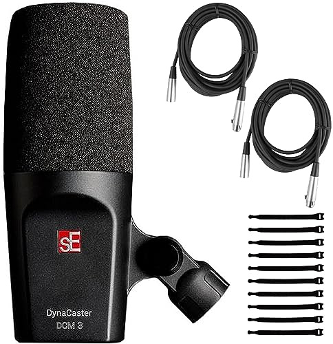 sE Electronics DCM3 Dynacaster Broadcast Microphone Bundle with 2 XLR Cables and 10 Cable Ties