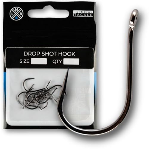 LMAB Drop Shot Hook - Dropshot Haken in Größen #4 bis 2/0, Angelhaken mit Öse für Drop Shot Montage und zum Finesse Angeln mit Kunstködern wie Gummifischen und Creature Baits