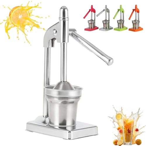 Stainless Steel Fruit Press Juicer - Manual Hand Juicer for Lime Orange - Heavy Duty Countertop Fruit Juice Maker for Home Kitchen, Easy to Clean (Silver)