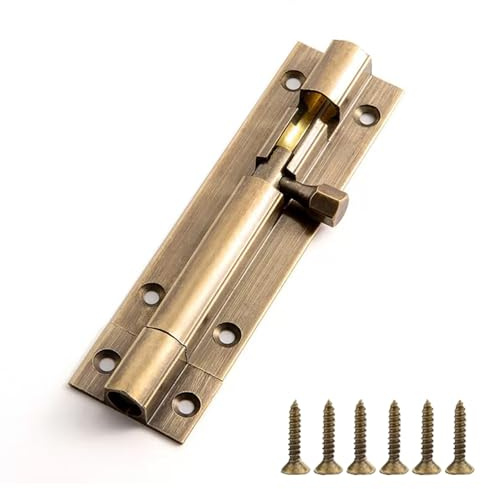 Kiyraglo 3 Inch Antique Bronze Copper Door Bolt - Latch for Bedroom, Bathroom, Cabinet & Wooden Doors (Total Size 87x25mm