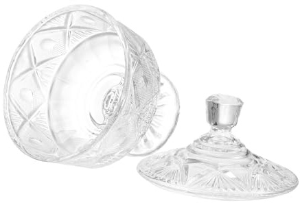 LIFKOME Pot à Bonbons Verre Cristal avec Couvercle Pot Élégant pour Décoration de Fête Rangement pour Bonbons Fruits Secs et Snacks Mariage et Réception