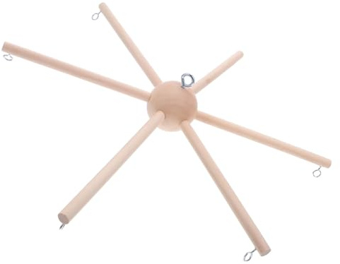 Garneck Mobile Gestell Holz 6-armig für Kinderbetten Selbstgemacht Windspielrahmen Babyzimmer Mobilehalter Stabil mit Kugeldesign