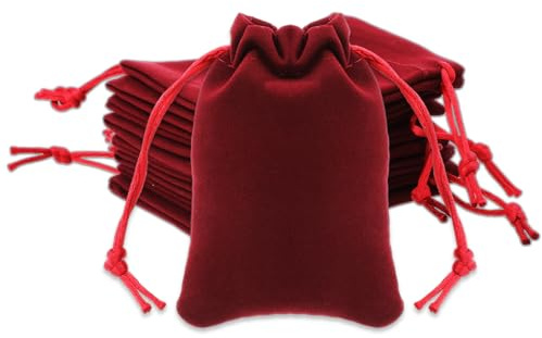 Nogeqi 15 Pcs Small Drawstring Pouch, Wine Red Velvet Bags, Mini Velvet Jewelry Pouches for Jewelry Gift Bags, Christmas Cloth Gift Bag Beads Storage(3.5 X 2.7 Inch)
