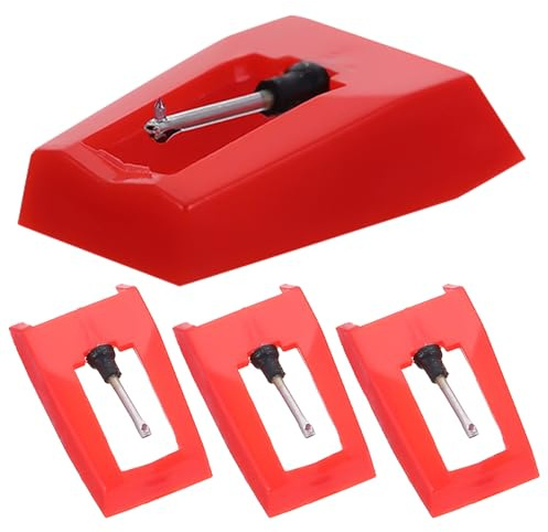 SUPVOX Punte di Ricambio per Lettore di Dischi 4 Pezzi in Plastica e Alluminio Rosso, Adatte per Lettori a Tensione, Accessori Portatili per Grammofono Vintage