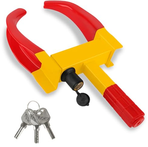 Wheel Clamp Lock Anti-Theft Lock Heavy Duty Car Wheel Clamp, Wheels Clamps with 3 Key, Universal Adjustable Anti-Theft Locking, Fits 7-11 Width Tyres, for Cars, Vans, Motorhomes