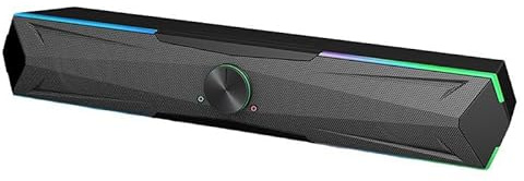 Helilyco Altavoz de barra de sonido envolvente con subwoofer integrado para portátil y PC, 42 cm, negro, sistema de audio con cable