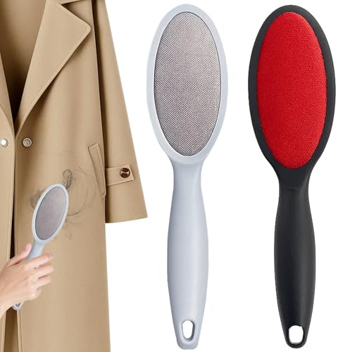 BaZuyunMd 2 Stück Fusselbürste, Doppelseitige Kleiderbürste für Tierhaare und Flusen, Flusenentferner und Wollwalk Bürste, Schwarz, Graublau, Für Kleidung, Möbel und Autositze