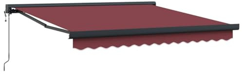 Foknhdi Elektrische Gelenkarmmarkise 300x250 cm, Burgunder/Anthrazit, Fernbedienung, wasserabweisendes Polyester, Terrasse Balkon Garten
