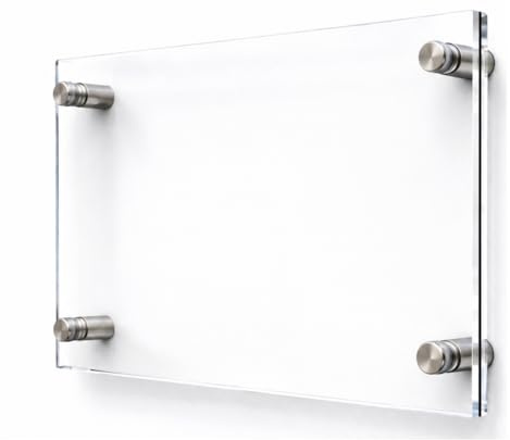 TIBRYN Marco Doble A4 y Separadores de Inoxidable – Cartel Cortado a Láser de Metacrilato Transparente + Tornillería – Placa para Hogar – Placa Exterior e Interior – Hogar y Tiendas