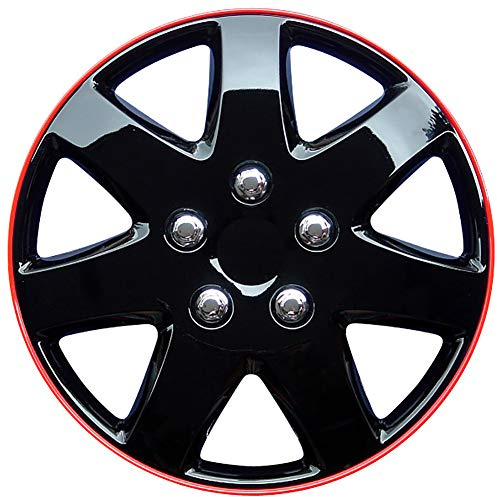 AutoStyle 4er Set Radzierblenden Michigan 16-Zoll Schwarz/Rot unrandet