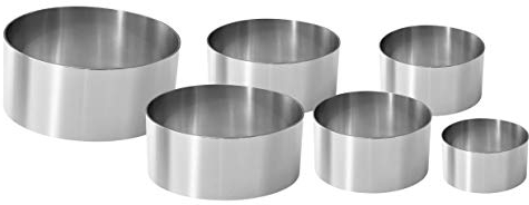 Fackelmann 6 Aros de Cocina, Moldes para Emplatar y dar forma a los alimentos, Diferentes tamaños, Acero Inoxidable, Color Gris, 5-6-7-8-10-12 x 4.5 cm, 6 Uds
