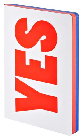 Nuuna Notizbuch A5+ Graphic L - Yes - No, Leder weiß | Dotted Journal | 3.5 mm Punktraster Grau | 256 nummerierte Seiten | 120 g Premium-Papier | made in Germany